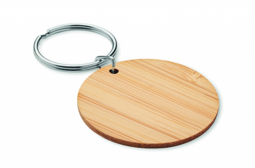 Logo trade business gift photo of: Round bamboo key ring Pieksämäki