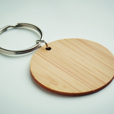 Logo trade promotional products picture of: Round bamboo key ring Pieksämäki