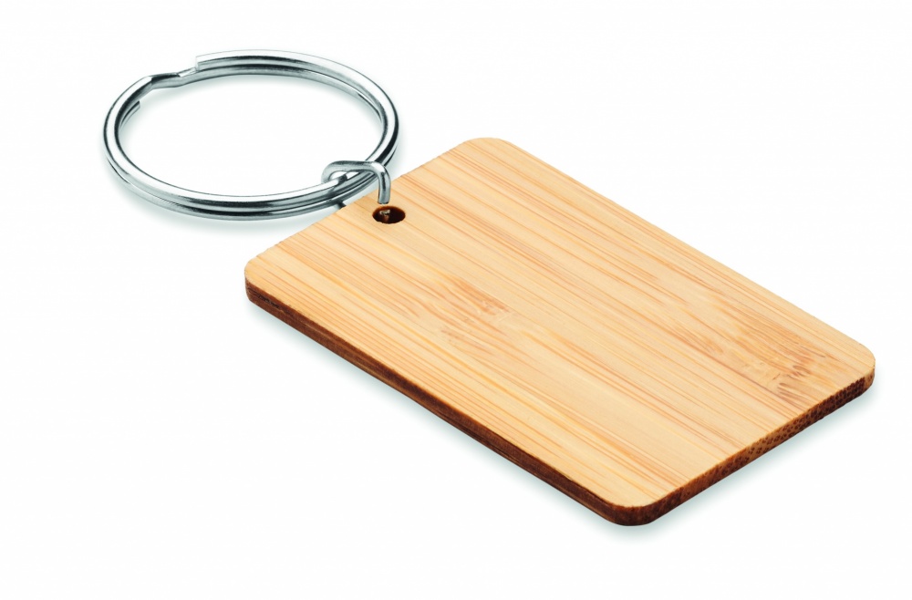 Logo trade promotional products image of: Rectangular bamboo key ring Riihimäki