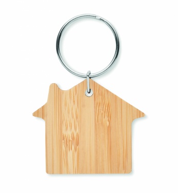 Logo trade business gifts image of: House shaped bamboo key ring Järvenpää