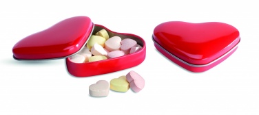 Logo trade promotional item photo of: Heart tin box with candies