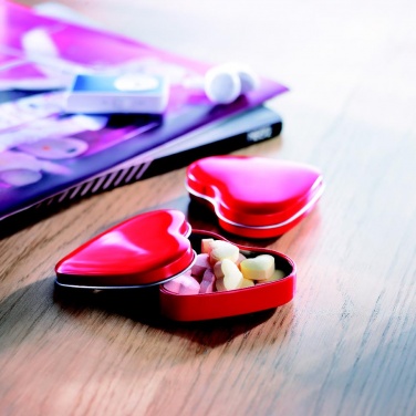 Logo trade business gifts image of: Heart tin box with candies