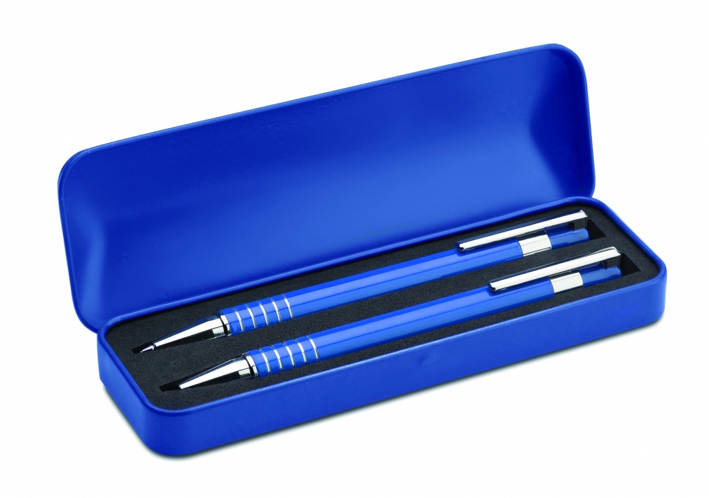 Logo trade promotional product photo of: Ball pen set in metal box