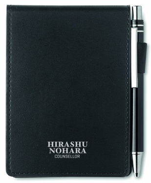 Logo trade promotional giveaway photo of: A7 notepad in PU pouch w/pen