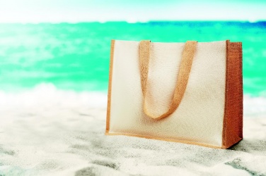 Logo trade promotional giveaways image of: Jute and canvas shopping bag