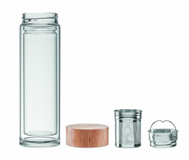 Logo trade corporate gifts image of: Double wall glass bottle 400ml München