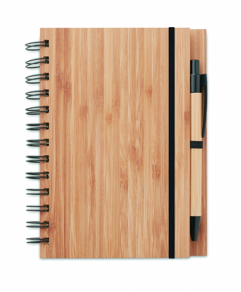 Logo trade promotional giveaways picture of: Bamboo notebook with pen lined BAMBLOC