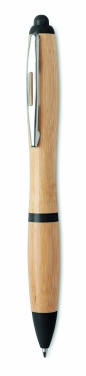 Logo trade promotional giveaways image of: Ballpoint pen made of ABS and bamboo