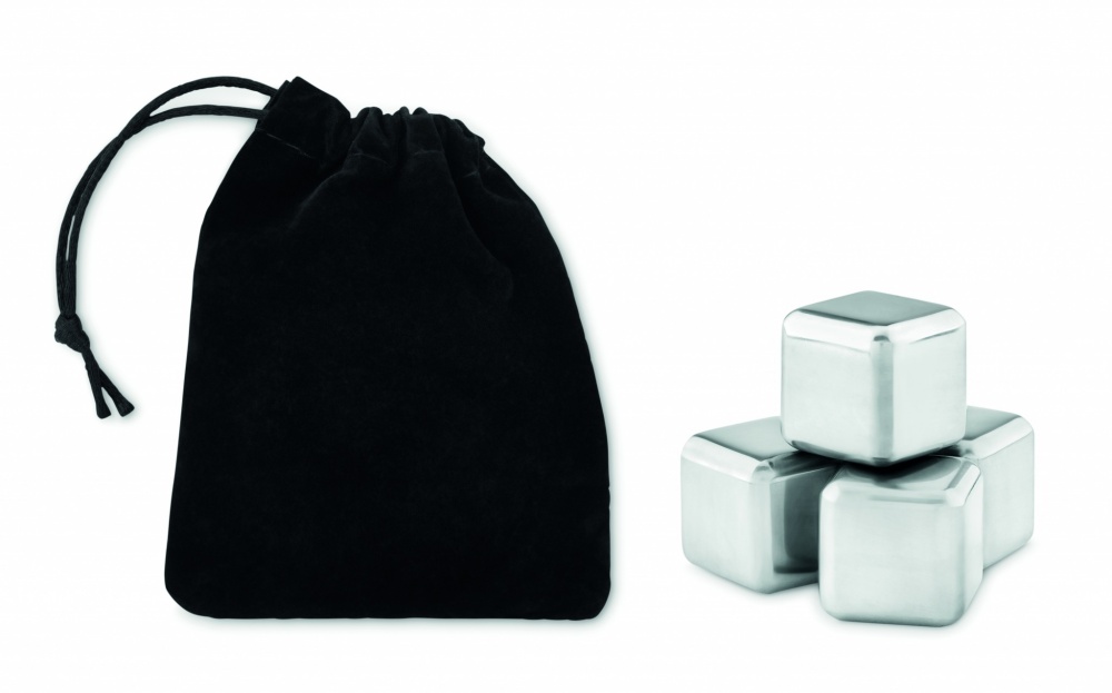 Logotrade advertising product image of: Set of 4 SS ice cubes in pouch