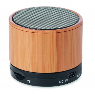 Logo trade advertising product photo of: Round Bamboo wireless speaker