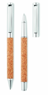 Logo trade business gift photo of: Metal Ball pen set in cork box