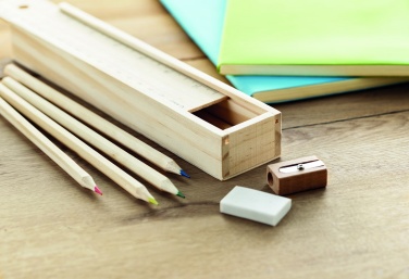 Logo trade advertising products image of: Stationery set in wooden box
