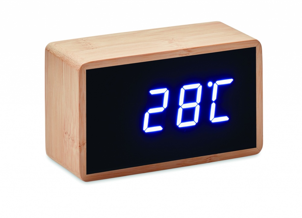 Logotrade promotional products photo of: LED alarm clock bamboo casing Düsseldorf