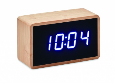 Logo trade promotional giveaway photo of: LED alarm clock bamboo casing Düsseldorf