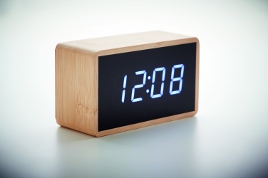 Logotrade promotional item image of: LED alarm clock bamboo casing Düsseldorf