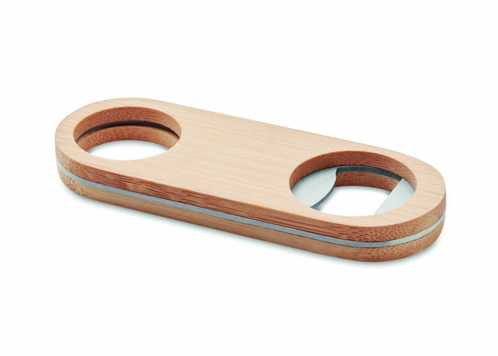 Logo trade promotional merchandise photo of: Oval Bamboo bottle opener VALBAMPER