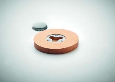 Logo trade advertising products picture of: Bamboo bottle opener/ coaster DAKAI