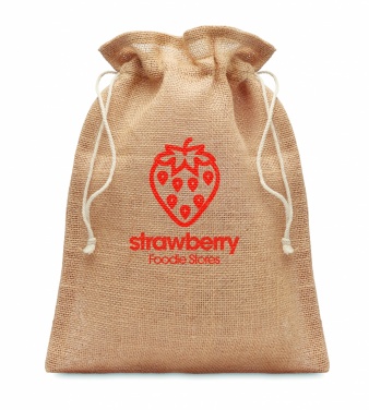Logo trade promotional products picture of: Small jute gift bag 14 x 22 cm