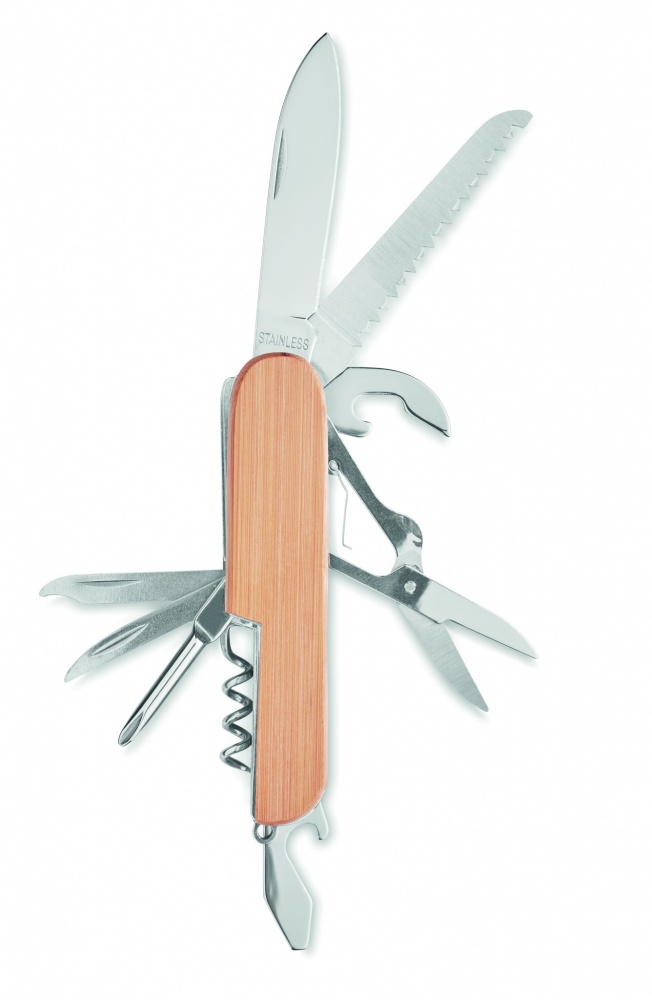 Logo trade corporate gift photo of: Multi tool pocket knife bamboo