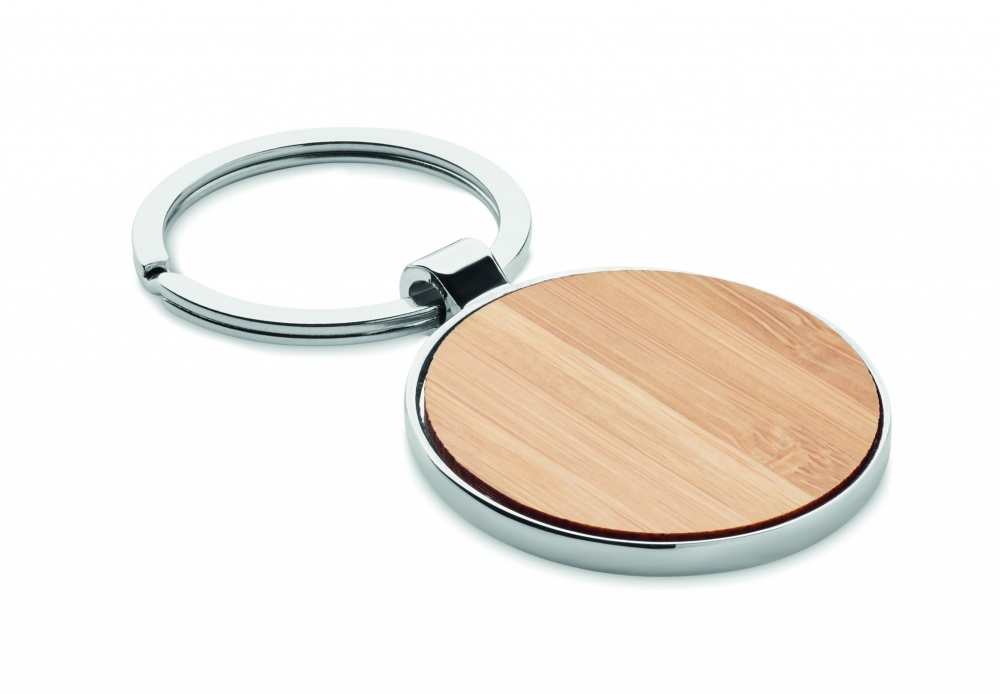 Logo trade corporate gift photo of: Round key ring metal bamboo Dobele