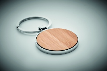 Logotrade promotional merchandise image of: Round key ring metal bamboo Dobele
