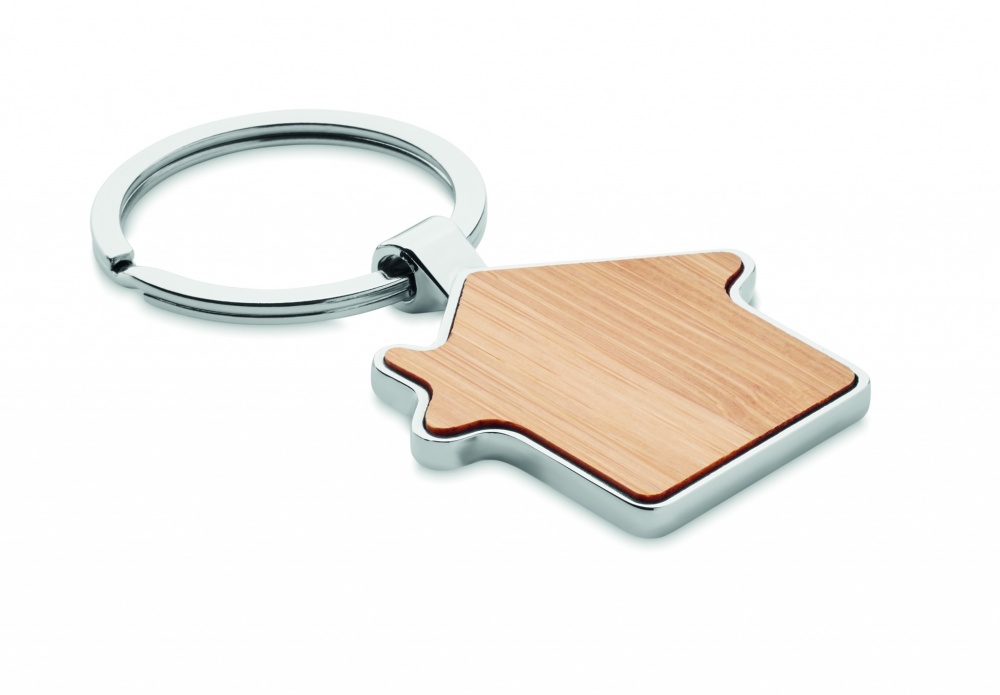 Logotrade promotional items photo of: House key ring metal bamboo NORDIC