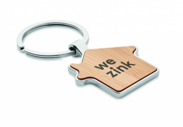 Logo trade promotional giveaways picture of: House key ring metal bamboo NORDIC