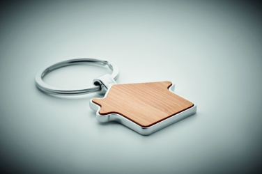 Logotrade promotional item picture of: House key ring metal bamboo NORDIC