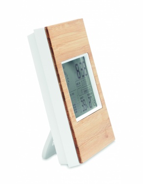 Logo trade promotional items image of: Weather station bamboo front TURKU