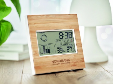 Logotrade promotional product image of: Weather station bamboo front TURKU