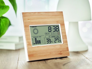Logo trade promotional items picture of: Weather station bamboo front TURKU