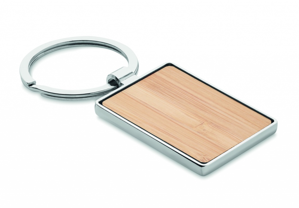 Logotrade promotional item image of: Rectangular key ring bamboo WEST