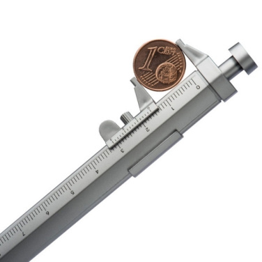 Logotrade advertising product picture of: Plastic ballpen with sliding calliper PRESCOT
