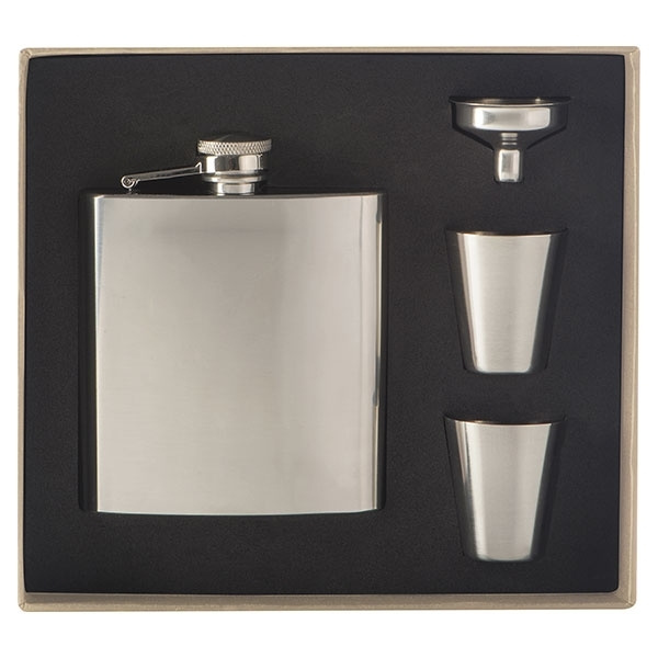 Logotrade promotional products photo of: Hip flask with 2 shot glasses SANDVIKEN 170 ml