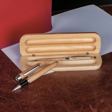 Logotrade promotional products photo of: Wooden writing set ballpen and roller INDIANAPOLIS