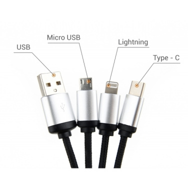 Logotrade promotional giveaways photo of: 3in1 cable with enlighted logo for engraving, RXD-368