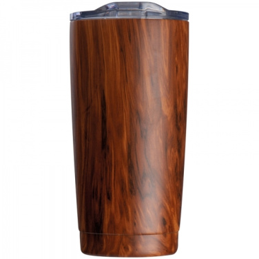 Logo trade corporate gifts picture of: Stainless steel mug with wooden look COSTA RICA 550 ml