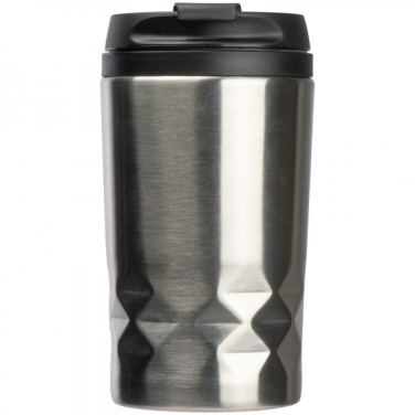 Logo trade promotional merchandise picture of: Stainless steel mug with lid ROMA 250 ml