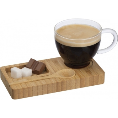 Logotrade promotional product image of: Tray with cup and spoon FORMOSA 150 ml
