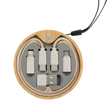 Logotrade promotional merchandise picture of: 4in1 cable in wooden case, LH-ZM01