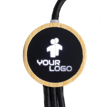 Logo trade corporate gift photo of: 3-in-1 cable with elighted logo in a wooden casing, LH-ZMU06