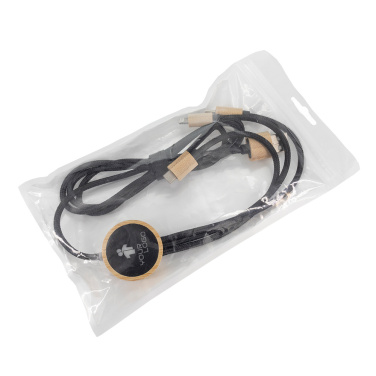 Logotrade business gift image of: 3-in-1 cable with elighted logo in a wooden casing, LH-ZMU06