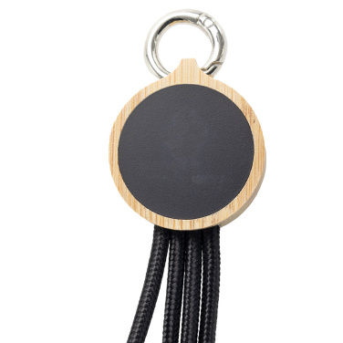 Logotrade promotional merchandise photo of: 4-in-1 cable with elighted logo in a wooden casing, LH-ZMU05