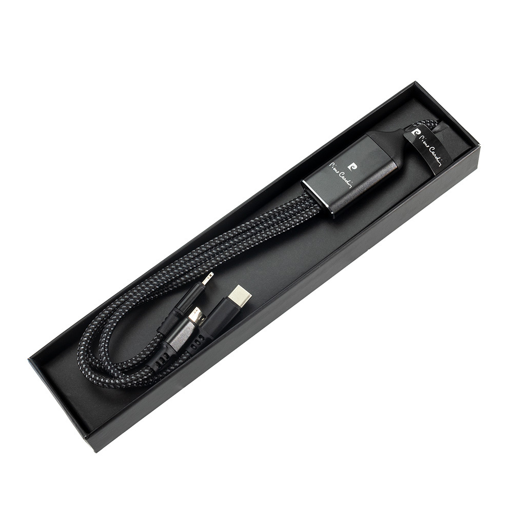 Logotrade advertising product image of: 3 in 1 cable with elighted logo Pierre Cardin