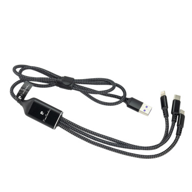 Logo trade promotional products image of: 3 in 1 cable with elighted logo Pierre Cardin
