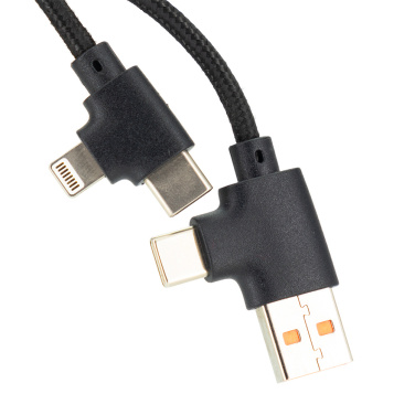 Logo trade promotional merchandise image of: 4in1 long wooden cable with elighted logo for engraving