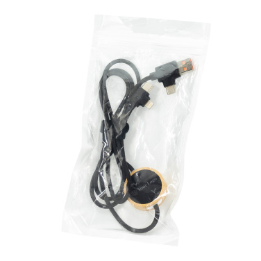 Logo trade business gifts image of: 4in1 long wooden cable with elighted logo for engraving