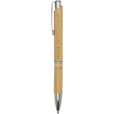 Logo trade business gift photo of: Wicker bamboo ballpoint pen