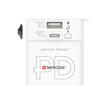 Logo trade promotional item photo of: SKROSS World Travel Adapter MUV 65W PD with USB C Cable