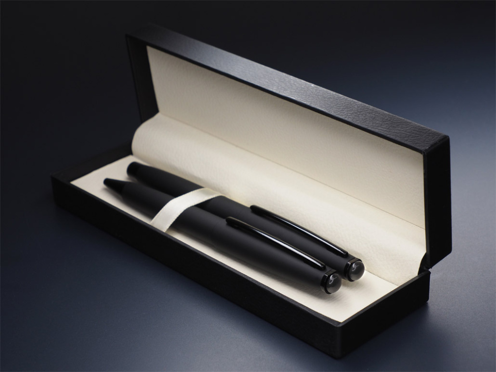 Logo trade corporate gift photo of: Obsidian stone Pen set 1290036